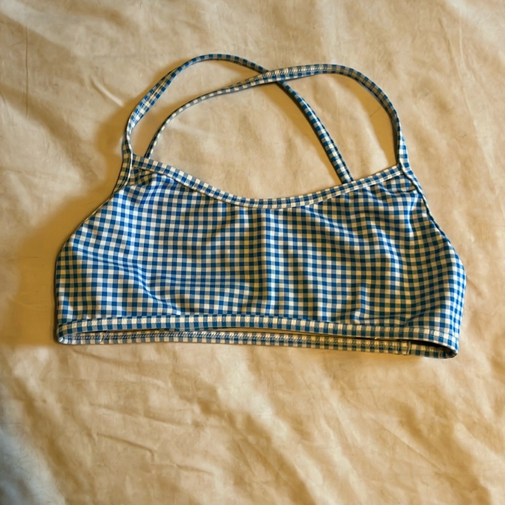 Jolyn Clothing Blue Gingham Bikini Top